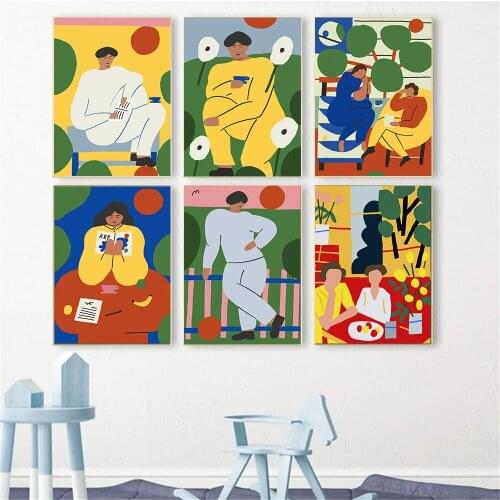 Abstract Female Male Leaf Flower Wall Art Poster And Print Illustration Canvas Painting Nordic Pictures Living Room Home Decor