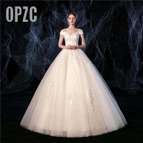 Cheap Lace Embroidery Sexy Illusion Wedding Dresses 2020 Wedding Gown boat Neck off Shoulder Elegant Plus Size Vestido De Noiva