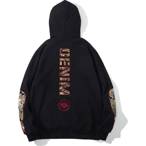 Autumn/winter 2020 New Denim Embroidered Letter Dragon Tattoo Japanese Family Tattoo Popular Logo Hoodie Hoodie for Men