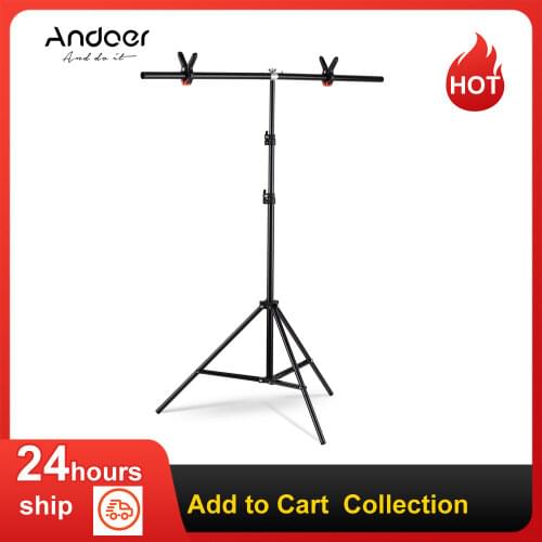 Andoer 2 * 2m/6.5 * 6.5ft T-Shape Backdrop Stand Background Bracket Kit Aluminum Alloy Material Heavy Duty Portable Adjustable