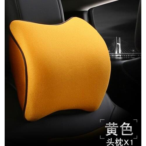 KKYSYELVA 1PCS Space Memory Foam Car Neck Pillow Head restraint in the car Headrest pillow automobile Auto neck pillow leather