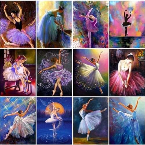 Full Square Round 5D Diy Diamond Painting Woman Ballet Portrait Diamond Mosaic Rhinestone Embroidery Wall Art Picture Home Decor