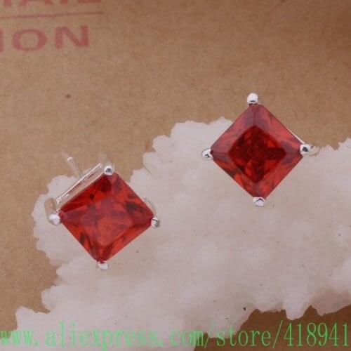 Silver Plated earrings , Silver Plated fashion jewelry , dark red stone /eesamvza bfuajxba AE238
