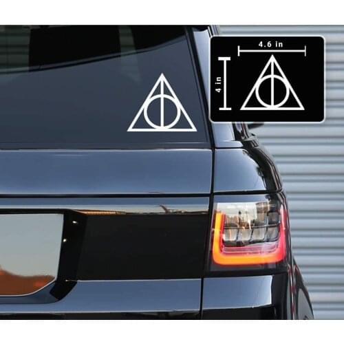 Printbeat Deadly Hallows Inspired Vinyl Decals Bumper Stickers for Cars, Van, Trucks, Laptop (White, 4" x 4.6")