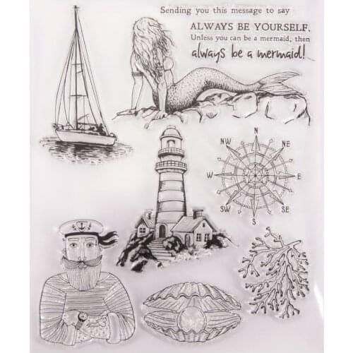 Diy Transparent Silicone Rubber Standard Stamp for Scrapbooking Clear Stamps Card Making Stamps Mermaid Sea