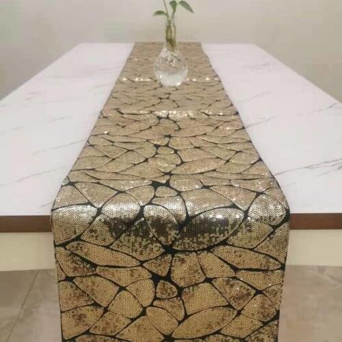 Luxury Shiny Gold Decorative Sequins Table runner Modern From Factory
