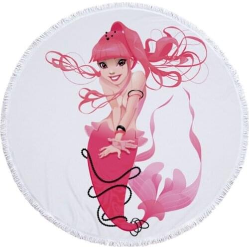 Mermaid Microfiber Travel Beach Towel For Adult Yoga Mat Tassel Blanket Large Round 150cm Soft Towel Printed Tapestry Home