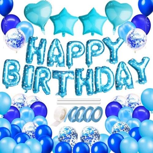 Happy Birthday Banner Balloons for Boys, 74PCS Party Decor Balloon Foil Balloons Latex Balloons with Confetti Balloon