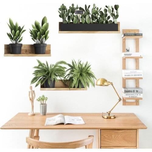 Modern Wall Stickers Teenagers Bedroom Study Living Room Decoration Green Plants 3D Stereo Decals for Furniture Mural