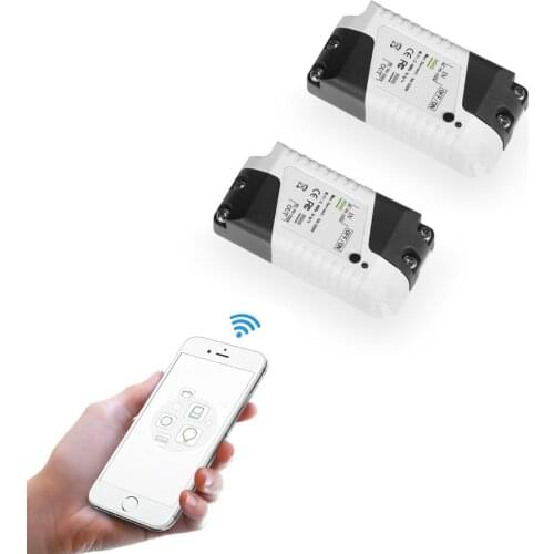 EMylo Smart Switch Mini WIFI Light Switch 220V 1ch Relay Wireless Remote Control Switch Timer For Google Home, Smart Life 2pcs