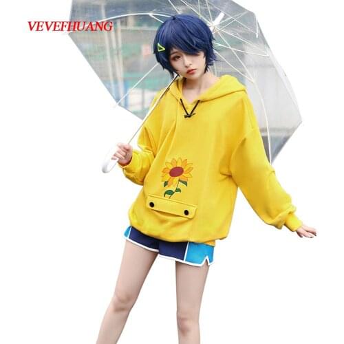 VEVEFHUANG Kосплей WONDER EGG PRIORITY Ohto Ai Hoodie Pullover Yellow Sweatshirt Anime Cosplay Halloween Unisex Casual Suits