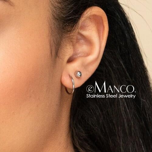 E-Manco Trendy Stainless Steel Hoop Earrings for women gold color thick hoop earring sets ear ring statemet earring Jewelry