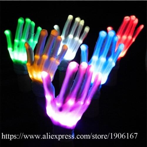 10 Pairs Colorfu Led Gloves Luminous Party Supplies Dancing Club Stage Props Light Up Toys Glowing Gloves