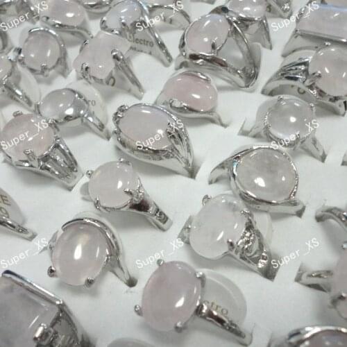 10Pcs Fashion Whole Natural Stone Silver Plated Rings For Women Jewelry Bulk Lots Free Shipping LR157