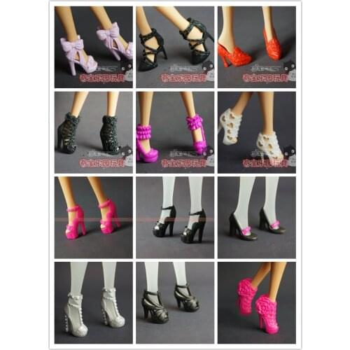 100 Pair for barbie doll shoes and a Accessories Shoes Mix Style Mix Color Shoes For Doll 1/6, 200pcs/lot Wholesale
