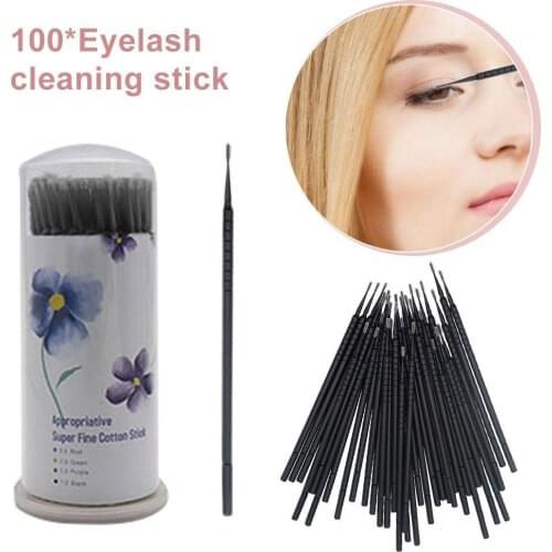 100pcs Disposable Cotton Swabs Eyelash Brushes Cleaning Swab Hot Natural Eyelashes Remover Microbrush Kit Applicators