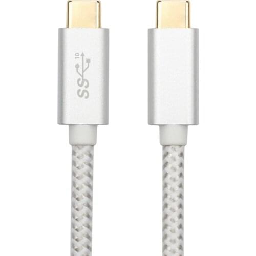 2-Way USB3.1 Type-C Male-To-Male Data Cable 1 Meter Metal Shell Braided Mesh 10Gbps