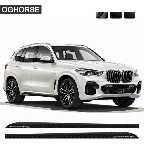 2 Pcs M Performance Styling Car Door Side Stripes Skirt Sticker 5D Carbon Fiber Vinyl Decal for BMW X5 F15 M F85 G05 Accessories