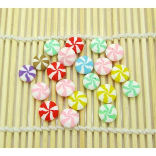 20Pcs Colorful Round Candy Clay Decoration Crafts Kawaii Bead Flatback Cabochon Fridge Magnet Scrapbook DIY Accessories Buttons
