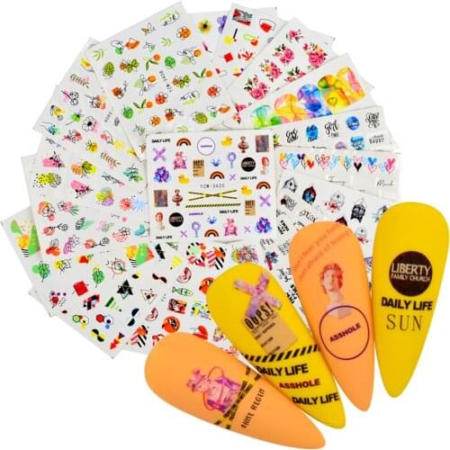 2021 Spring New Design Watermark Nail Decal And Sticker Flower Leaf Tree Green Simple Summer DIY Slider For Manicuring Nail Art