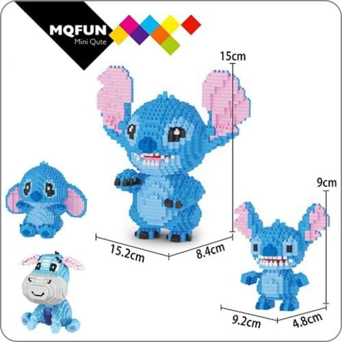 Boyu Cartoon Snorlax Stitch DIY 3D Model Mini Small Blocks Diamond Building Educational figure Toys for Children DIY Models