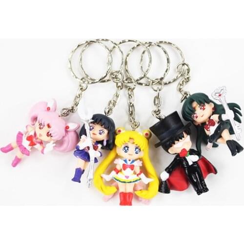 5pcs/lot Cartoon Anime Kaychains Mars Jupiter Venus Mercury PVC Figures Toys Keyring Pendants Gift for Kids