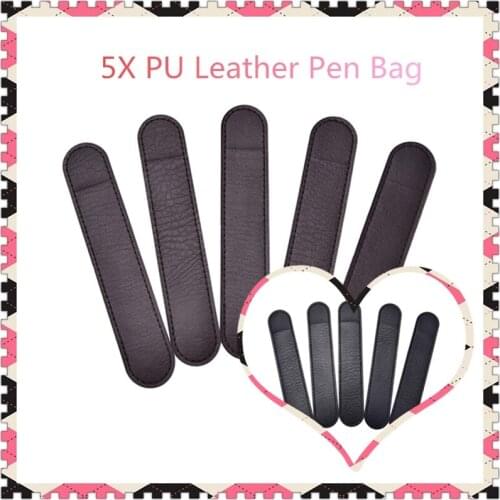 5pcs Office Supplies PU Leather Pen Bag Pack Fountain Pen Pouch Case Gift Pen Bag For High Quality Pencil Bag Gifts