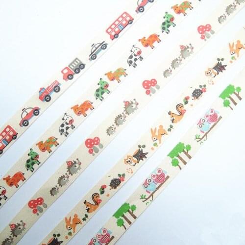 NEW 5Yards/Lot 5/8" 15mm Cotton Ribbon Handmade Design Printed Cotton Ribbons For Wedding Christmas Decoration DIY Sewing Fabric