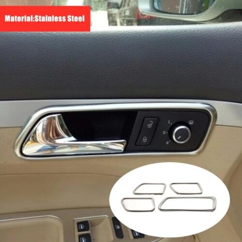 For VW Volkswagen Touran 2009 to 2015 accessories Car Armrest inner door Bowl protector frame Cover Trim Stainless steel 4pcs