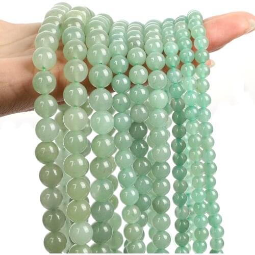 Natural Stone Bead Green Aventurine Quartz Loose Round Spacer Bead For Jewelry Making DIY Charm Accessories Strand 4/6/8/10/12MM