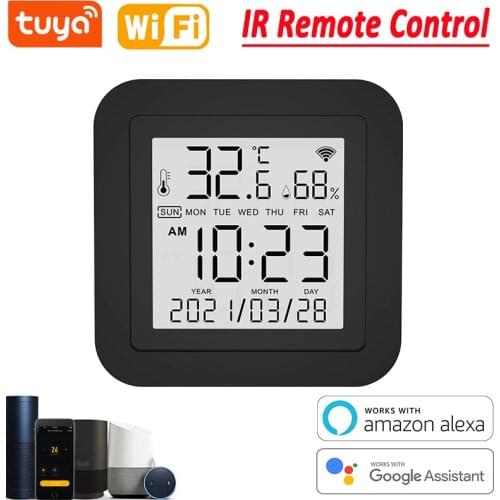 Tuya WIFI Temperature Humidity Sensor & IR Remote Control Smart Home LCD Detector Thermometer For AC TV Alexa Google Assistant