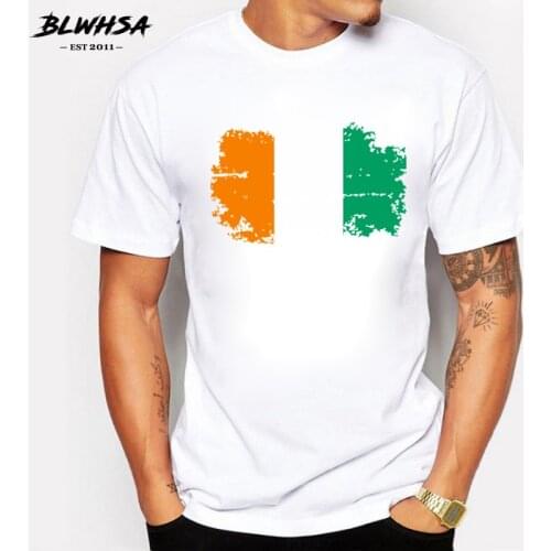 BLWHSA Streetwear Men Cotton T Shirt Coate d'Ivoire Flag Nostalgic Style Mens T-shirt New Fashion Summer Style brand T-shirts
