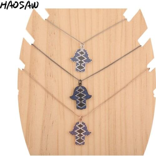 HAOSAW Choose Color/Micro Pave Charms/Hand Pendant Necklace/Colored Rhombus Charm Necklace/Women Jewelry Making
