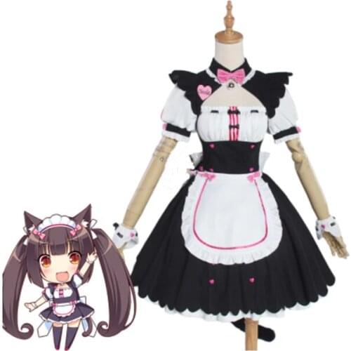 HKSNG Chocola NEKOPARA Cosplay Chocola Vanilla Maid Dress Costume Anime Cat Neko Girl Costumes Women Outfits