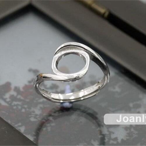 Joanlyn Ring Base for 8x10mm/7x9mm Oval Cabochons White Gold Plated 925 Silver Adjustable Band Ring Blank JZ058