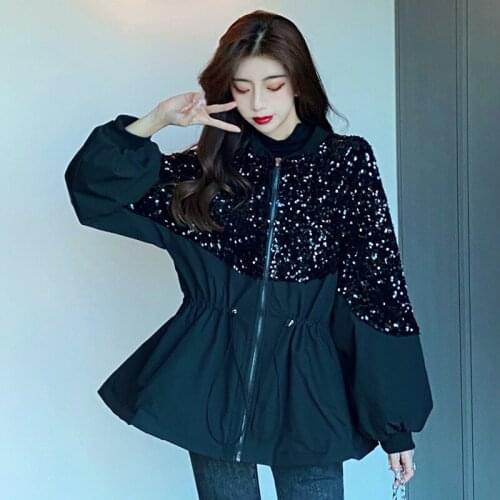 2021 Jacket Fashion Loose Real Shot For Men And Women Cool Super Sequins Splicing Free Shipping