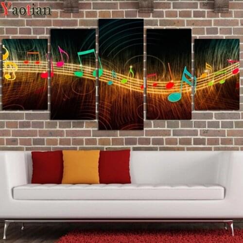 Diy Square diamond painting cross stitch Full 100% cover embroidery Abstract Music Notation Pictures diamond mosaic 5 pcs/set