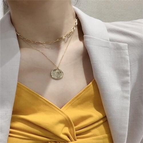 VKME BOHEMIA popcorn chain multi-layer necklace simple map pendant necklace For women gift 2020 Jewellery new
