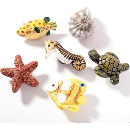 Cartoon Ocean Resin Handle Mediterranean Garden Ocean Windbreaker Cabinet Shoes Cabinet Door Drawer Childrens Room Small Handle