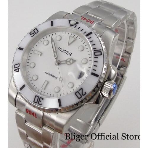 BLIGER Brand Sub MIYOTA 8215 NH35A SelfWinding Men Watch Sapphire Crystal Screwdown Crown Ceramic Insert Solid Back Cyclop