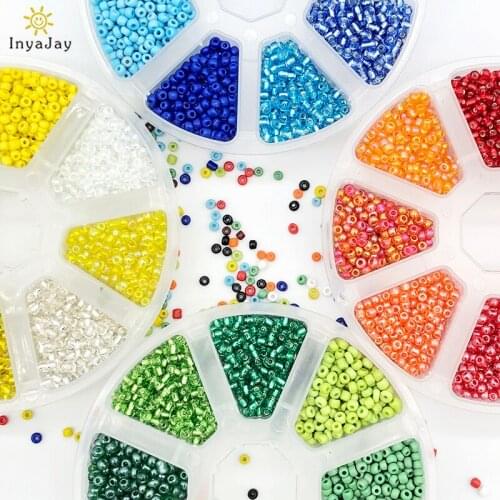 Inyajay 2/3mm Box Set Glass Seed Beads Czech Charm Crystal Spacer Glass Beads DIY Handmade Accessories For Jewelry Making Rings
