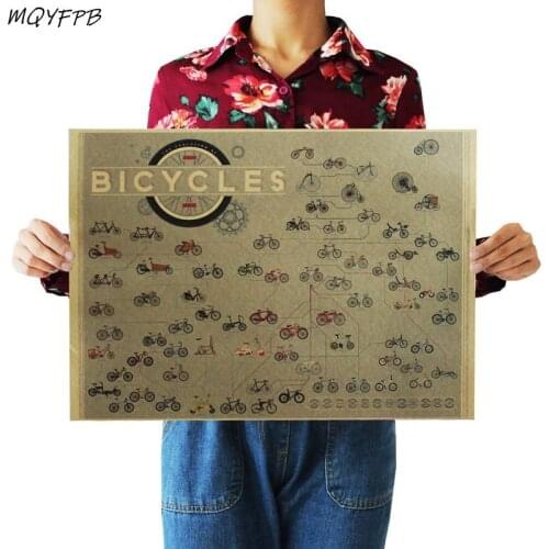 Bicycle Complete Works Of Kraft paper poster Home Decor Wall Sticker gift 50.5x35cm