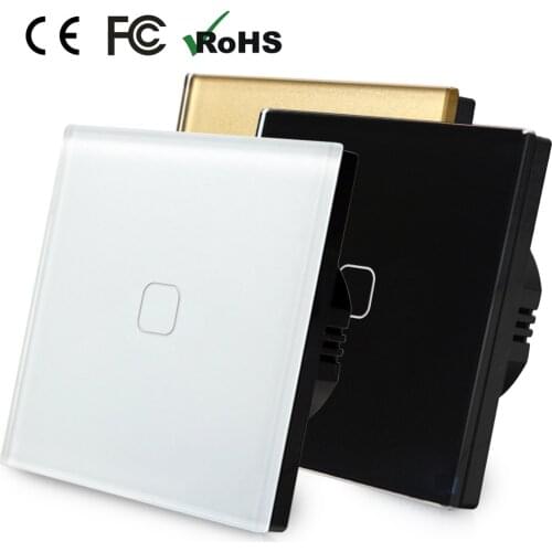 Fashion home CNSKOU 1 gang 2 way touch wall Switch 220V wall light switch EU standard single live line with backlight indicator