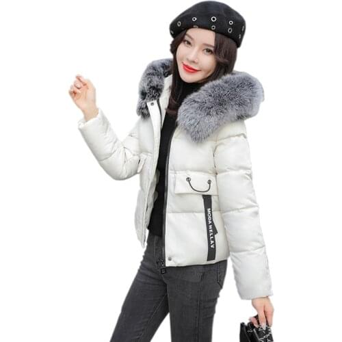 New Winter Jacket Loose Women Parkas Fashion Short Coat Hooded Fur Collar Thick Warm Cotton Down Padded Jackets Female Outwear