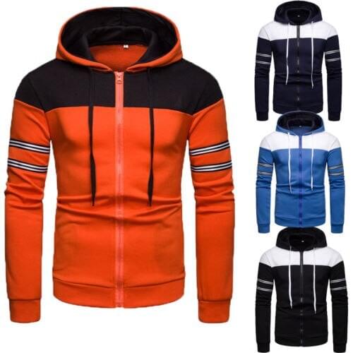2019 New Fashion Mens Winter Warm Zipper Slim Fit Hooded Casual Slim Outwear Sweater Jacket