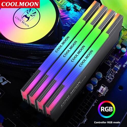 Coolmoon RAM Heatsink Cooler 5V 3Pin RGB Heat Dissipation Pad for DDR3 DDR4 Desktop Memory Cooling Vest Support Coolmoon Control
