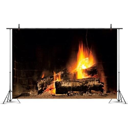 Flame Burning Fireplace Christmas Backdrop Family Festival Table Decoration Banner Children Custom Vinyl Photography Background