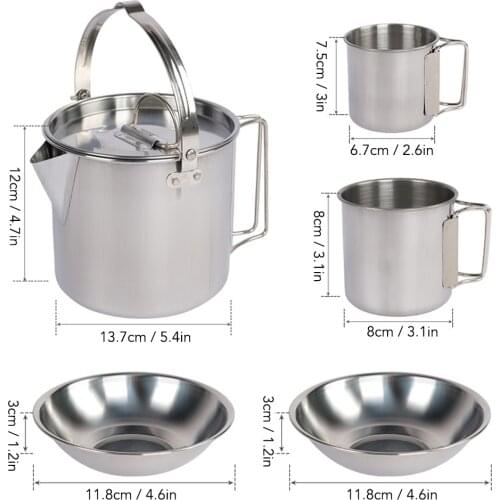 Camping Pot Outdoor Water Cup Set Outdoor Kettle Cooking Equipment Set Water Cups Bowls Camping Pot Teakettle Water Pots