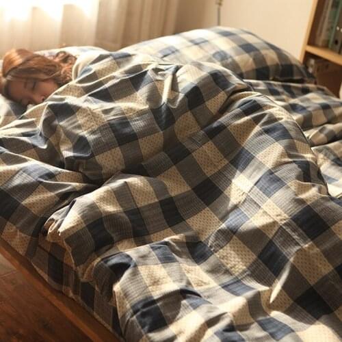 Pure 100% Cotton Japan Style Plaid Brief comfortable bed clothes duvet cover quilt cover home bedding decorative duvet covers