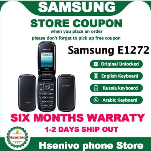 Samsung E1272 Refurbished-Original Unlocked Samsung Flip E1272 phone Dual Sim Card GSM 2G Bluetooth FM Radio phone Free shipping